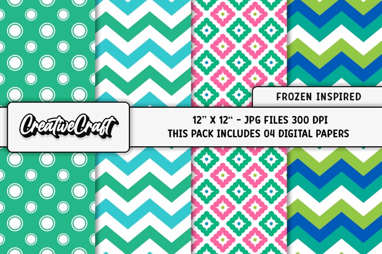 Frozen Inspired Digital Papers, scrapbooking papers designs example image 1