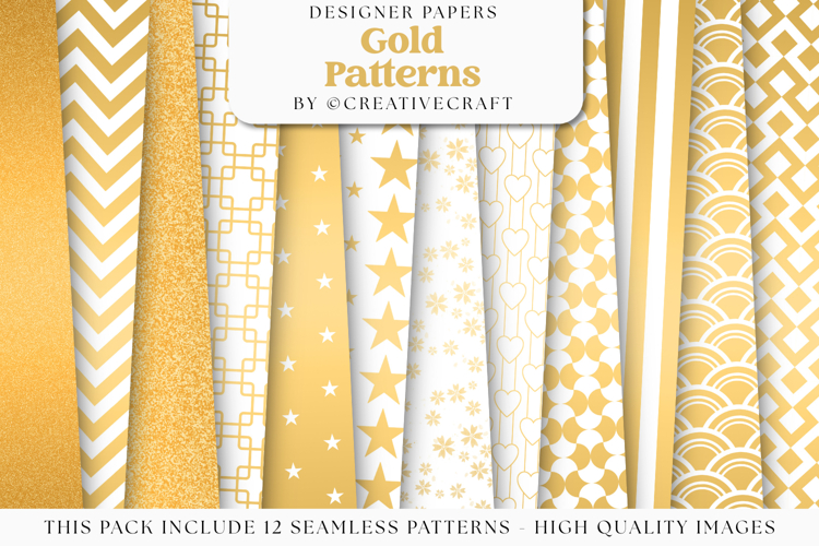 Gold Seamless Patterns, gold digital papers, gold background
