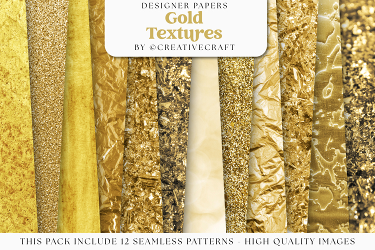 Gold Seamless Patterns, gold digital papers, gold textures