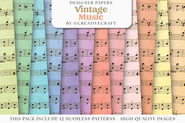 Music Vintage Seamless Patterns, old music digital papers
