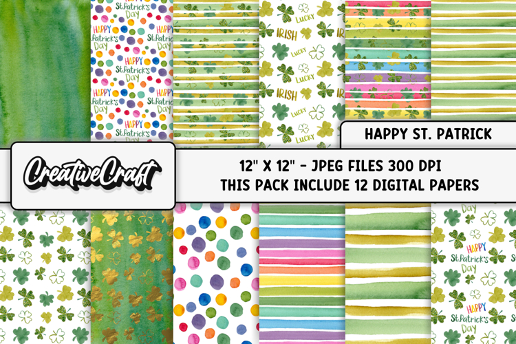 St Patricks Day Digital Papers, st patricks day illustration