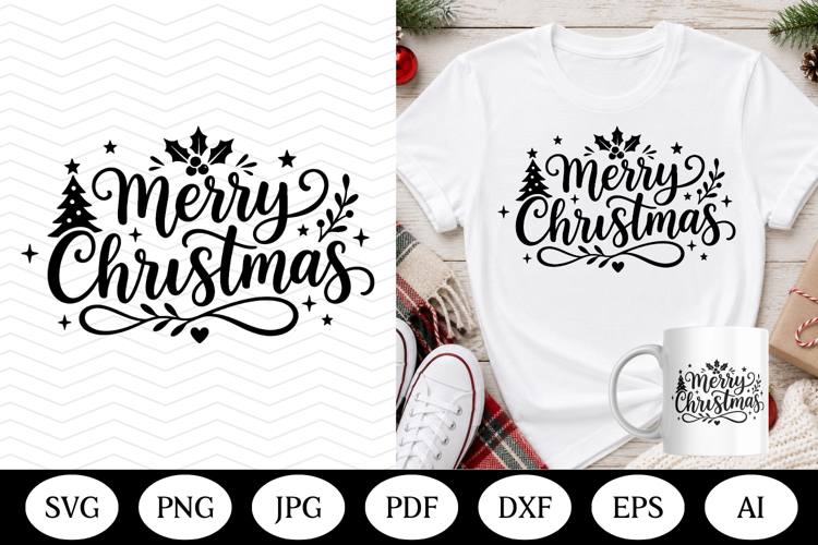 Merry Christmas SVG Design, cricut silhouette, cut file