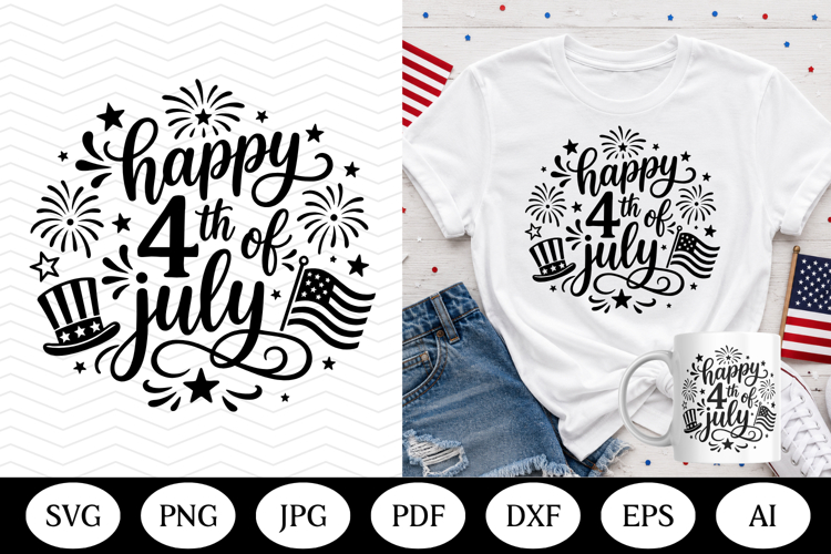 Happy 4th of July SVG Design, cricut silhouette, cut file