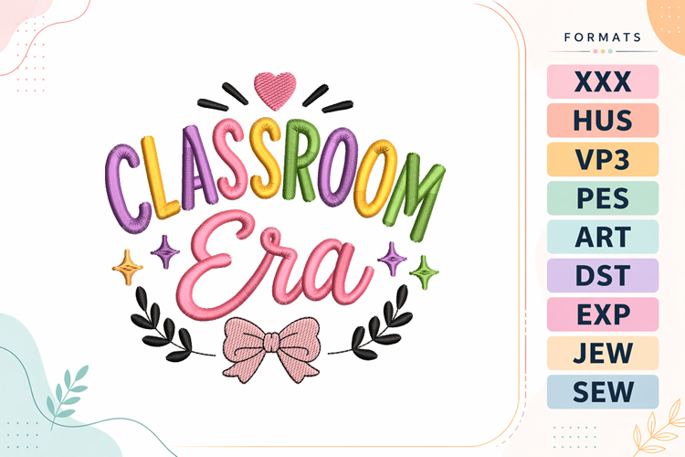 Classroom Era Back To School Embroidery Design