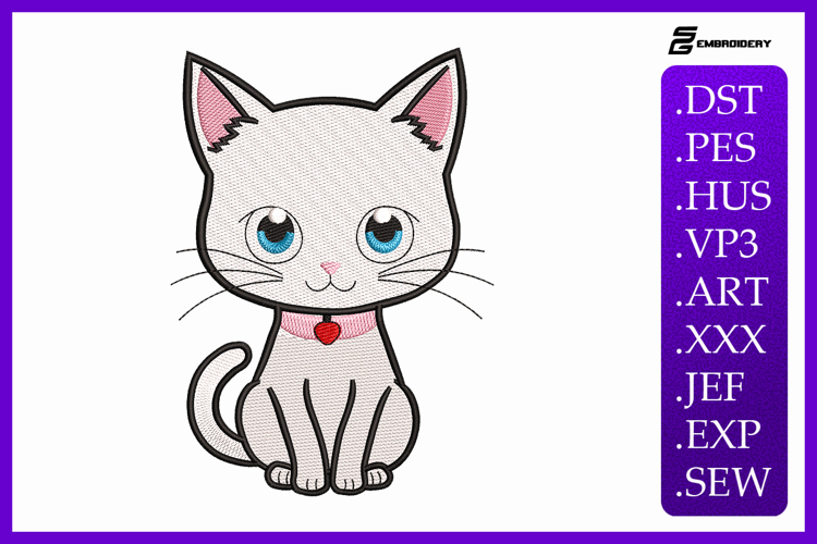 Cat Face Embroidery Design