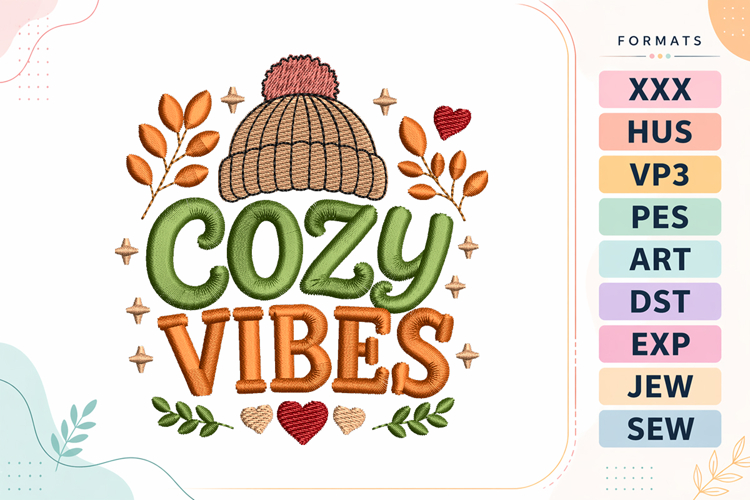 Fall Beanie Motif Embroidery Design