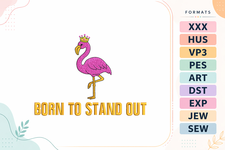Flamingo Summer Quote Embroidery Design
