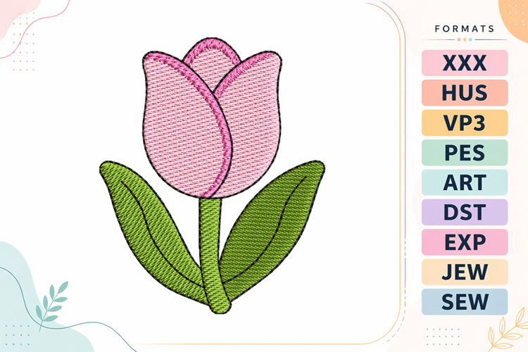 Mini Tulip Flower Embroidery Designs For Machine