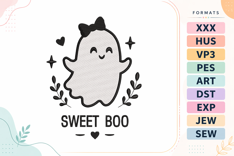 Sweet Boo Ghost Halloween Embroidery Design