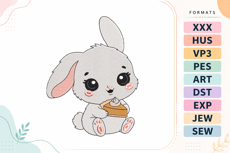 Autumn Bunny Treat Embroidery Design
