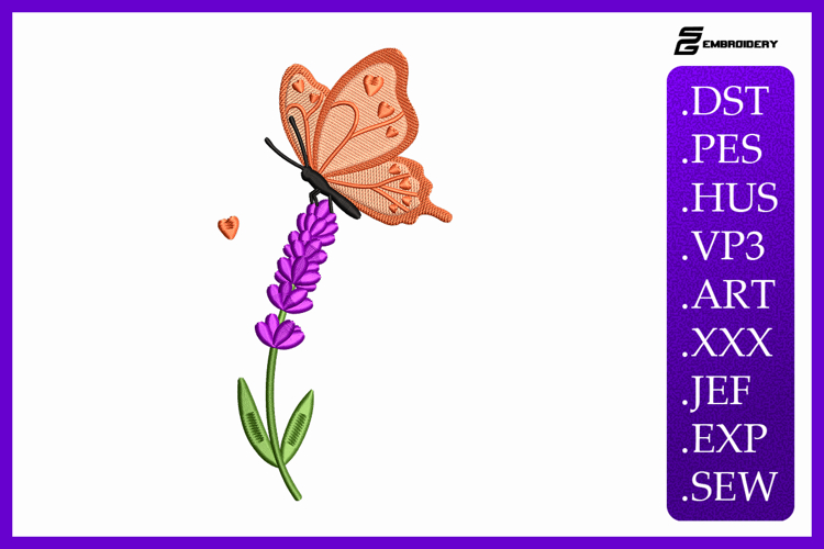 Butterfly Flower Spring Embroidery Design