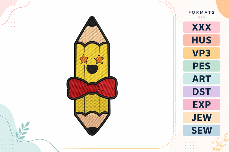 Cute Pencil Back To School Embroidery Design