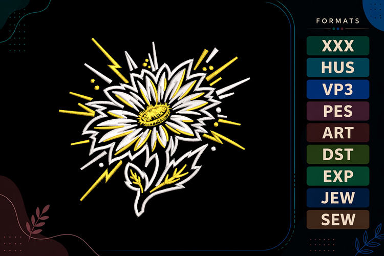 Fall Sunflower Sketch Embroidery Design