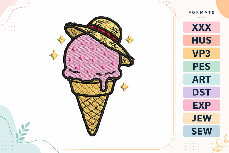 Summer Ice Cream Embroidery Design