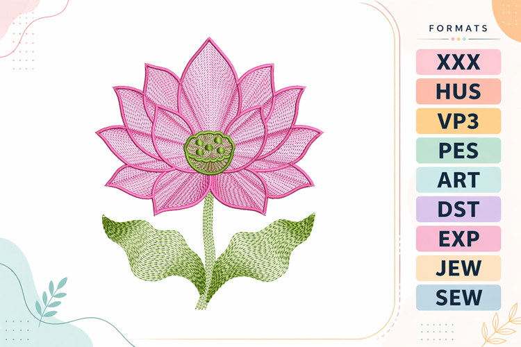 Ripple Lotus Flower Embroidery Design
