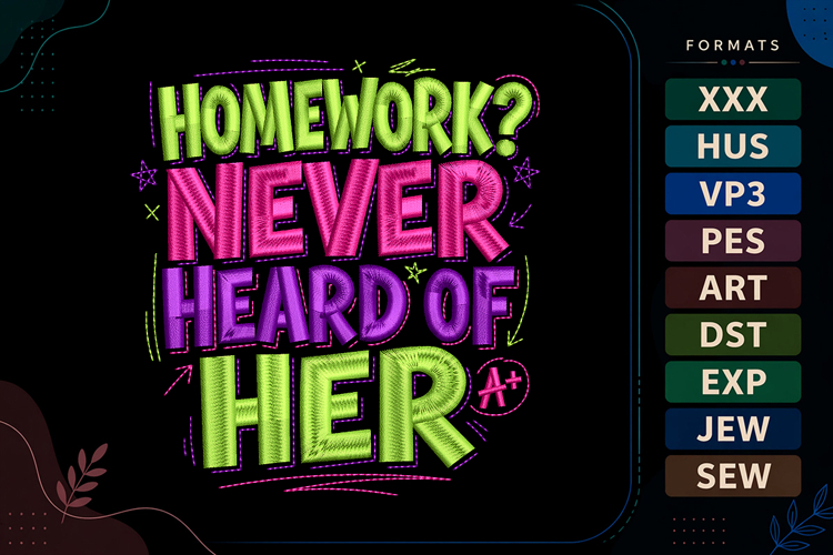 Funny Back To School Quote Embroidery Design