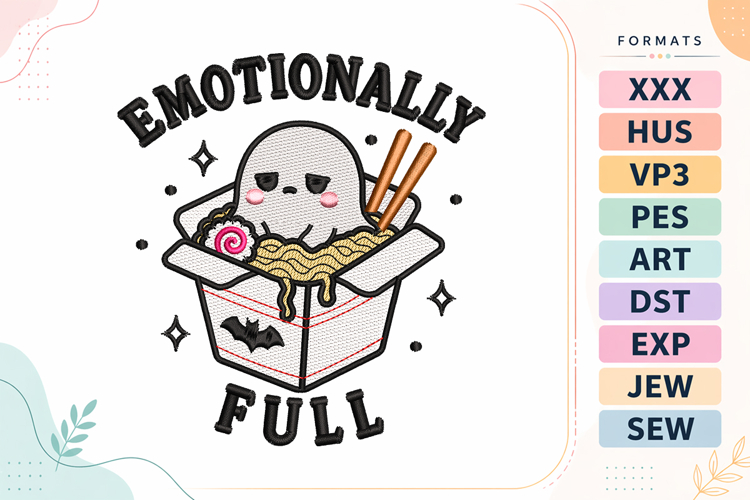 Halloween Ghost Noodle Box Embroidery Design