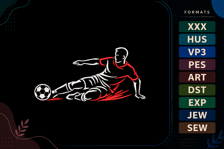Football Player Sports Soccer Embroidery Design