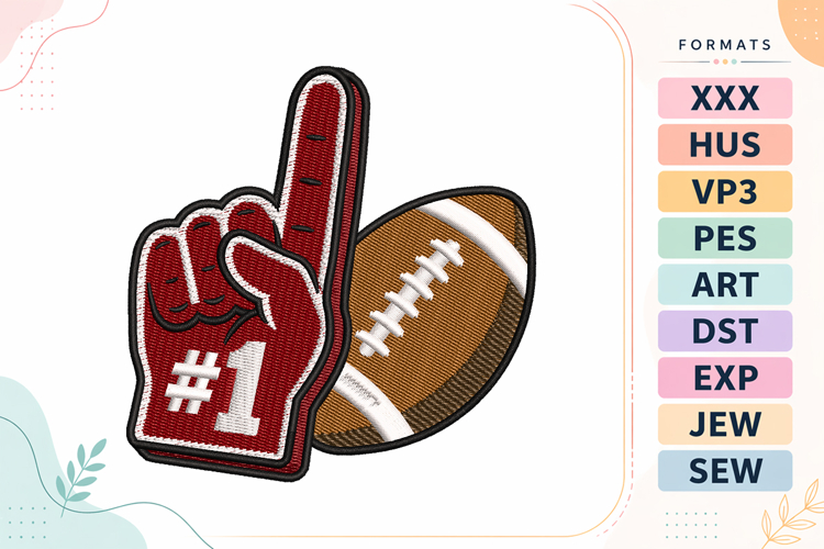 Football Foam Finger Sports Embroidery Design