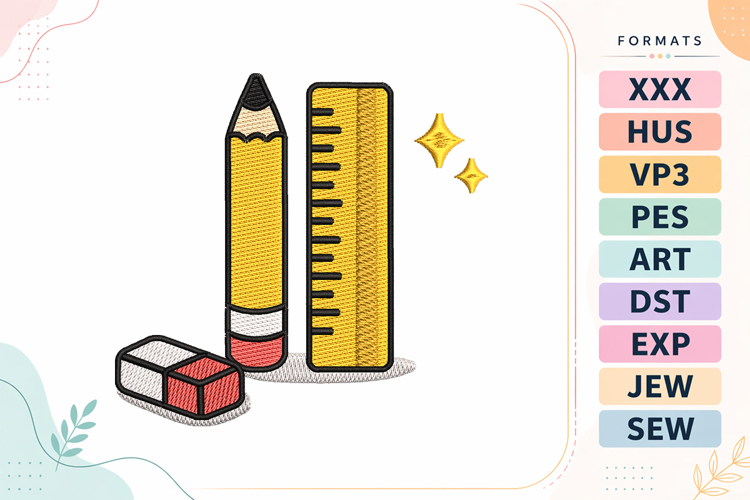 Back To School Tools Set Embroidery Design