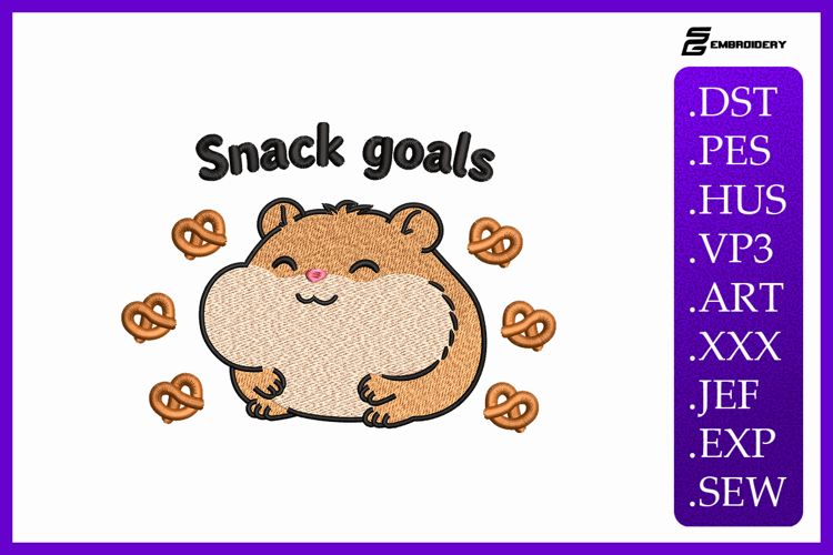 Cute Hamster Animal Quote Embroidery Design