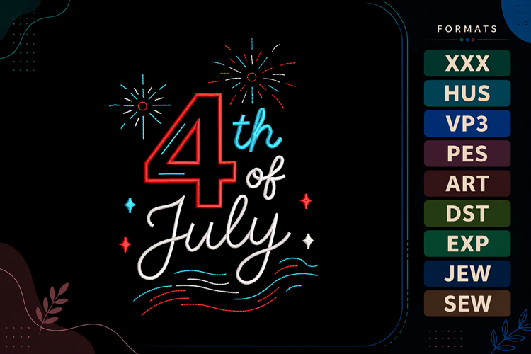 4th of July Fireworks Embroidery Design
