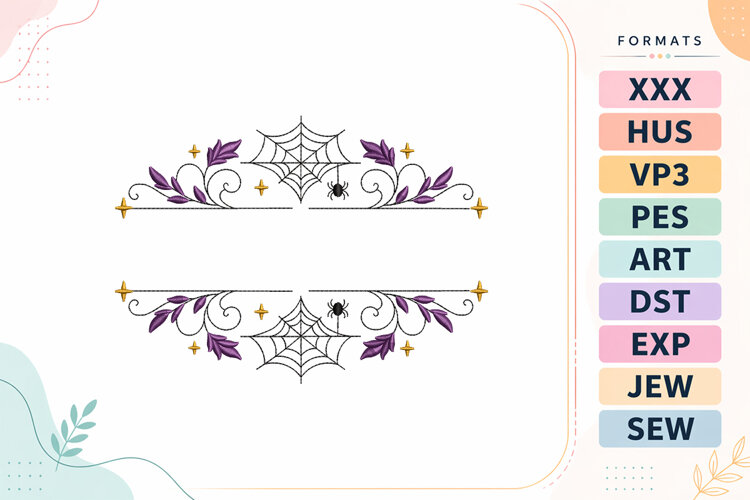 Spiderweb Halloween Split Monogram Embroidery Design example image 1