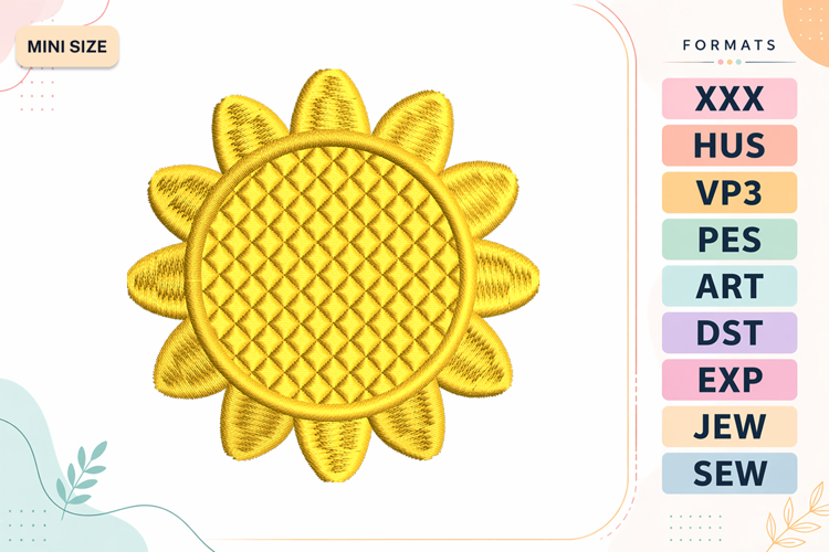 Sunflower Mini Summer Embroidery Design example image 1