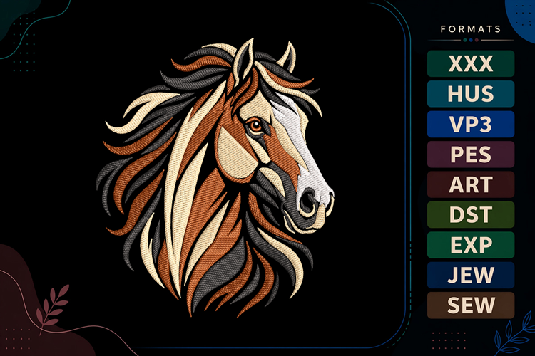 Flowing Mane Horse Embroidery Design