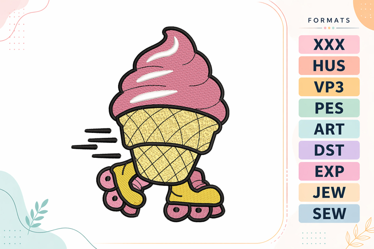 Cute Summer Ice Cream Embroidery Design