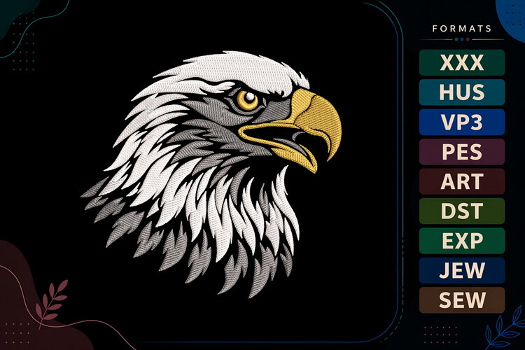 American Eagle Motif Embroidery Design example image 1