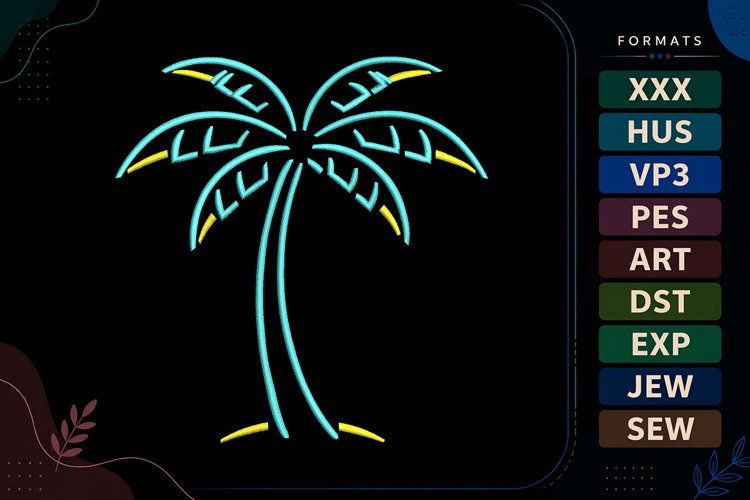 Palm Tree Summer Tropical Embroidery Design