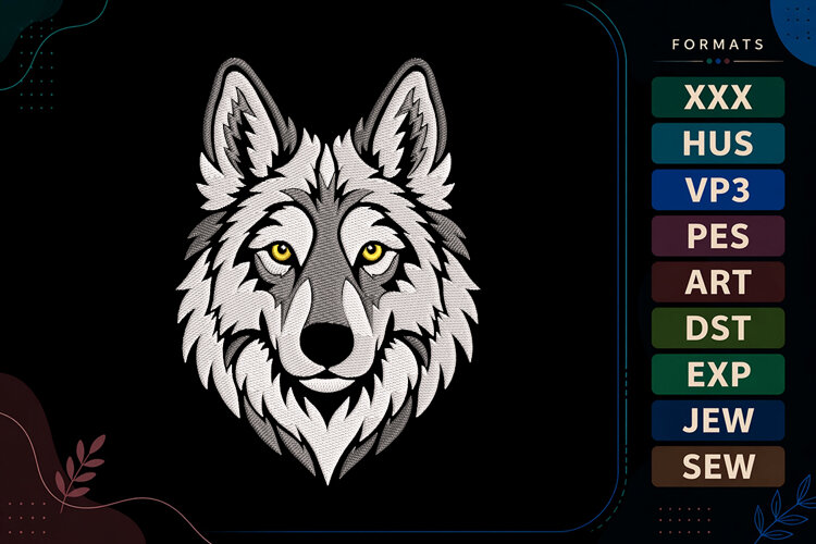 Siberian Husky Portrait Embroidery Design example image 1