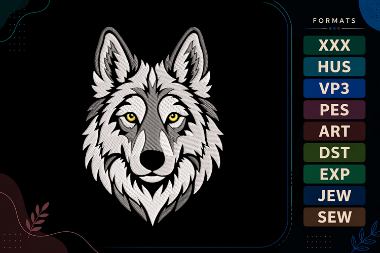 Siberian Husky Portrait Embroidery Design