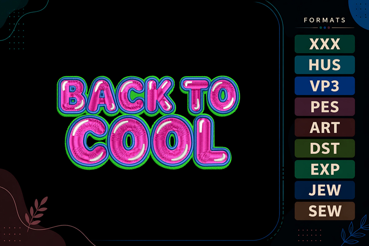 Back To Cool School Quote Embroidery Design