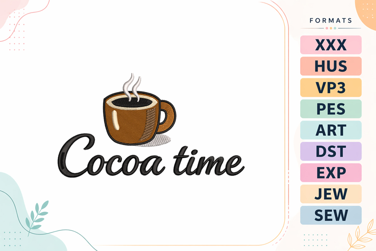 Autumn Cocoa Time Embroidery Design