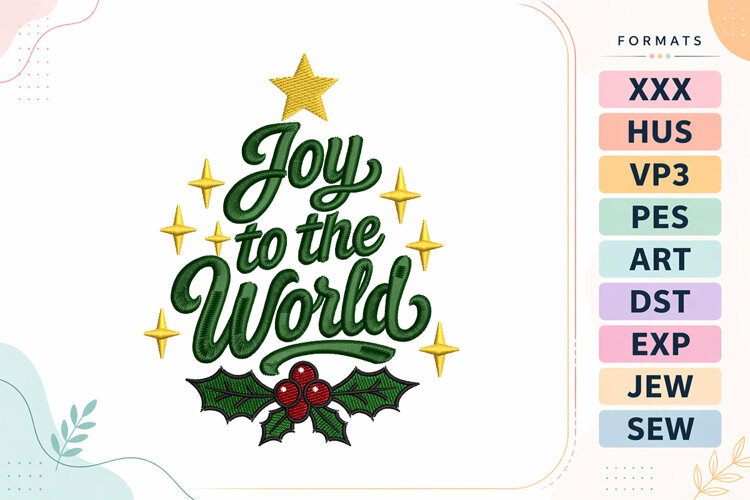 Joy To The Christmas Quote Embroidery Designs example image 1