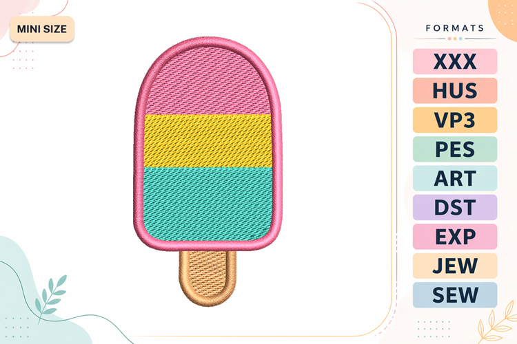 Mini Popsicle Summer Embroidery Design