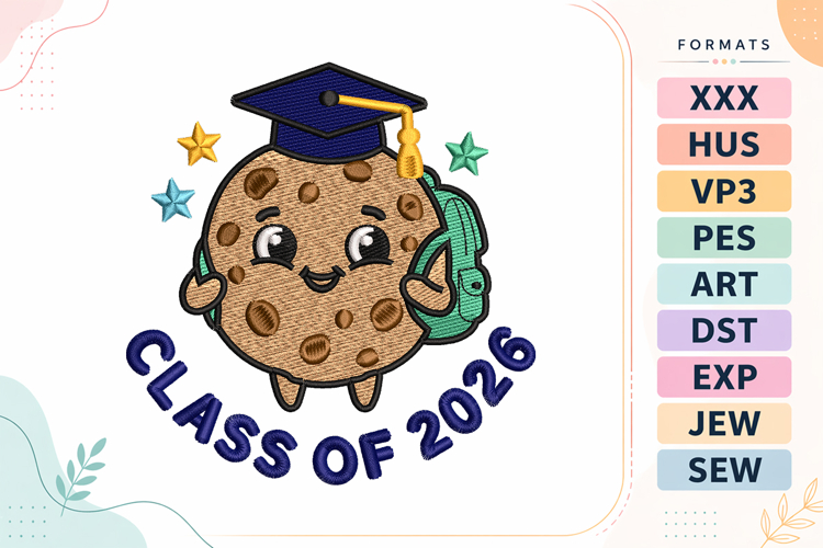 Cookie Graduate Back To School Embroidery Design
