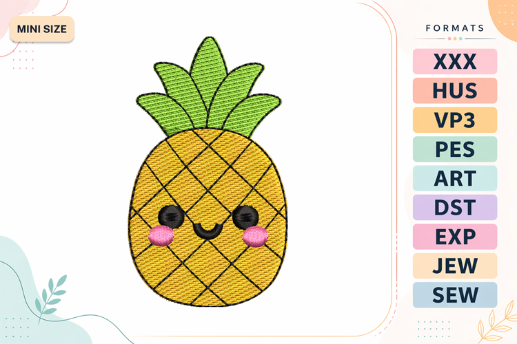 Mini Pineapple Cute Summer Embroidery Design