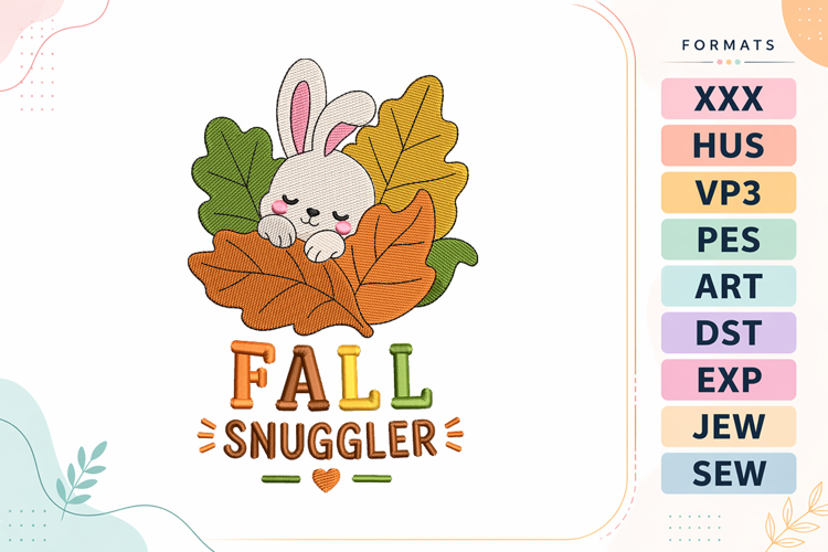 Fall Snuggler Bunny Embroidery Design