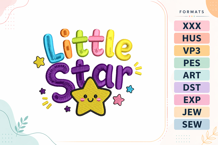 Little Star Baby Quote Embroidery Design