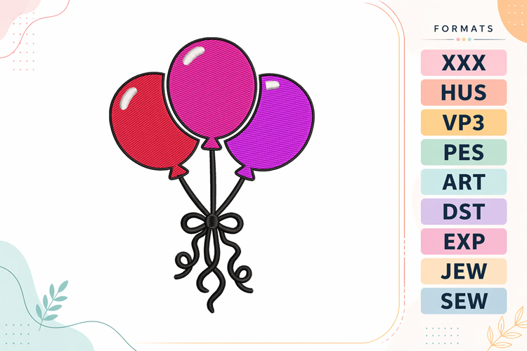 Birthday Balloons Embroidery Design