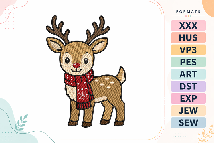 Festive Christmas Baby Deer Embroidery Designs