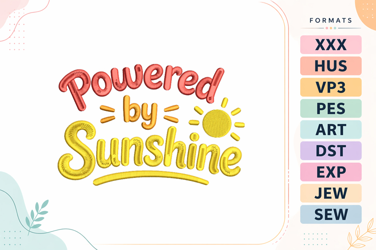 Sunshine Summer Quote Embroidery Design