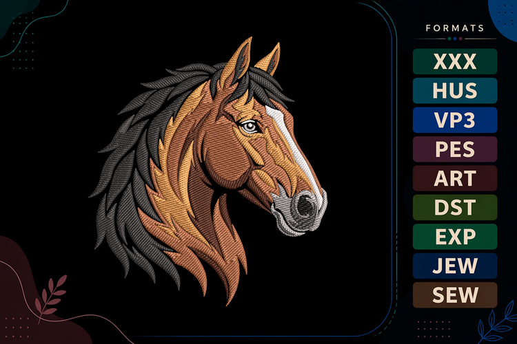 Western Horse Motif Embroidery Design