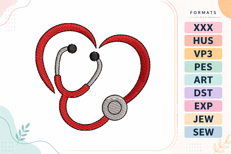 Mini Heart Stethoscope Embroidery Designs For Machine example image 1
