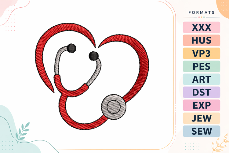 Mini Heart Stethoscope Embroidery Designs For Machine