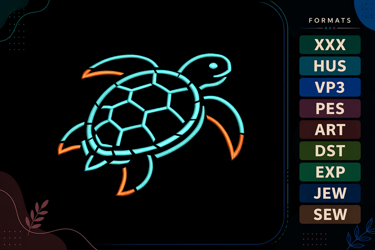 Sea Turtle Summer Ocean Beach Embroidery Design