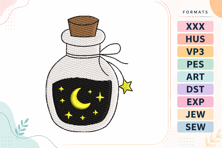 Mini Halloween Moon Potion Embroidery Design